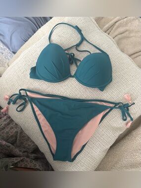 Adore Me Teal Bikini Set (34C top/M bottom)
